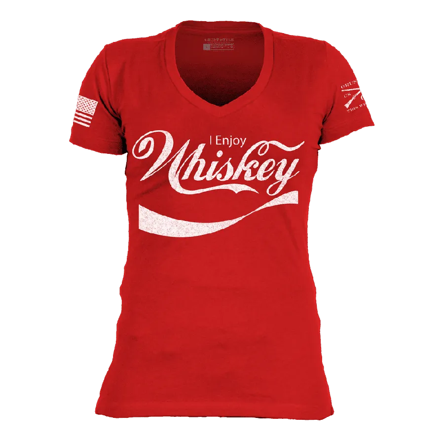 Damen V-Ausschnitt Whiskey-Shirt - Rot