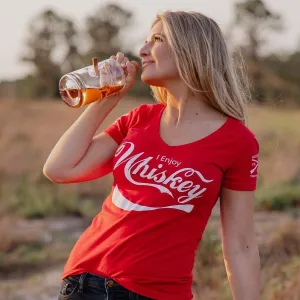 Damen V-Ausschnitt Whiskey-Shirt - Rot