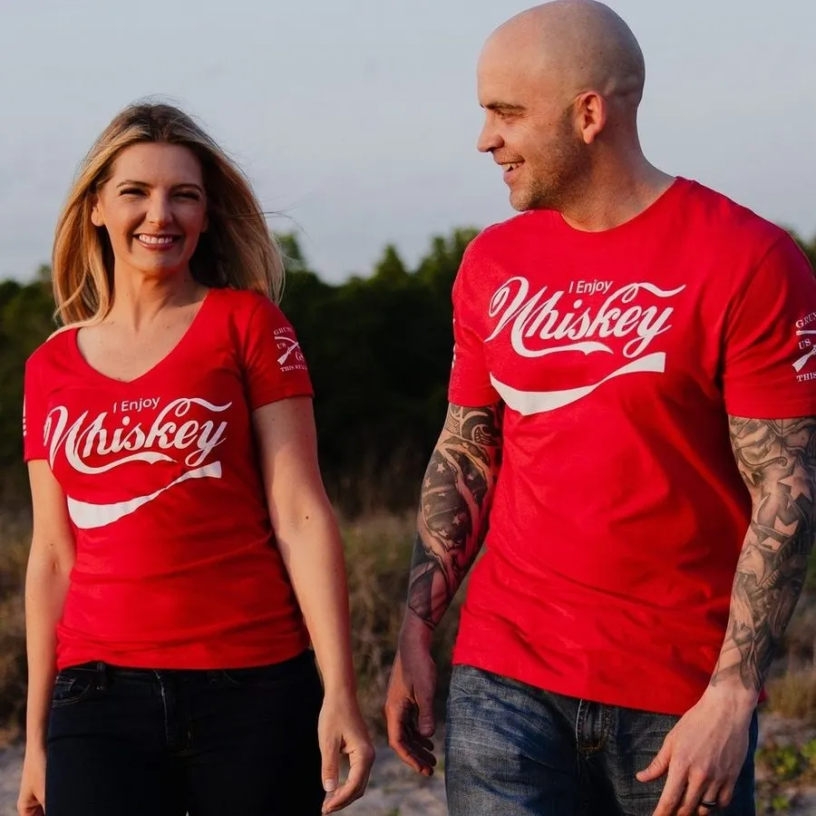 Damen V-Ausschnitt Whiskey-Shirt - Rot