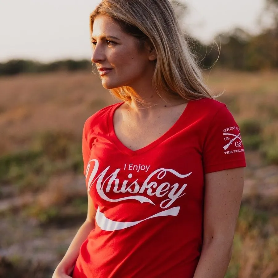 Damen V-Ausschnitt Whiskey-Shirt - Rot