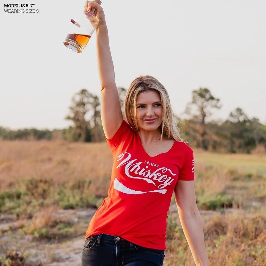 Damen V-Ausschnitt Whiskey-Shirt - Rot