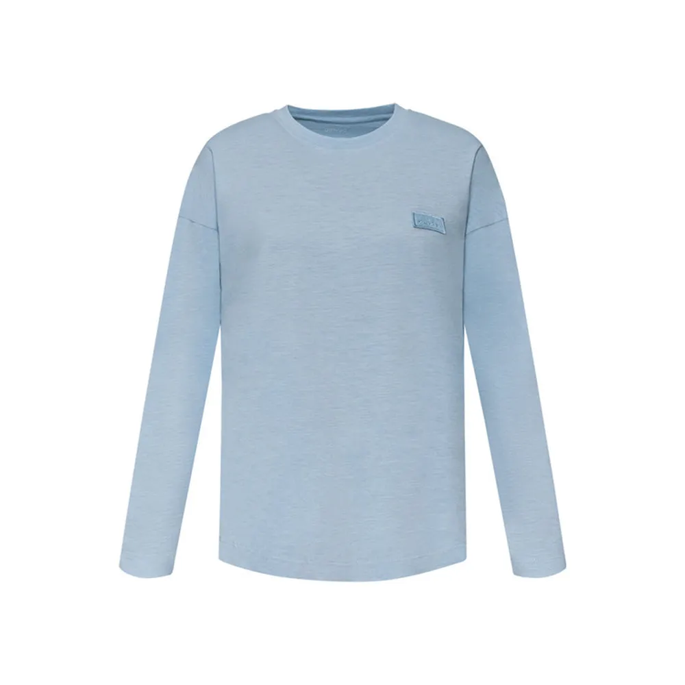 Damen Langarm Baumwoll T-Shirt, Hellblau