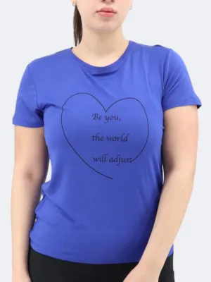 Damen Sport T-Shirt mit Druck, Blau