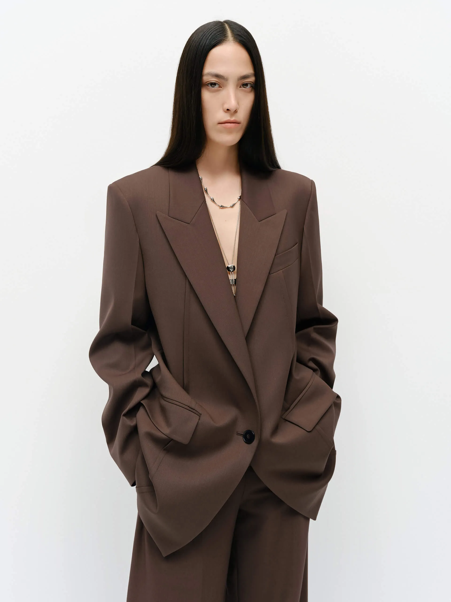 Strukturierter Blazer aus Wollmischgewebe