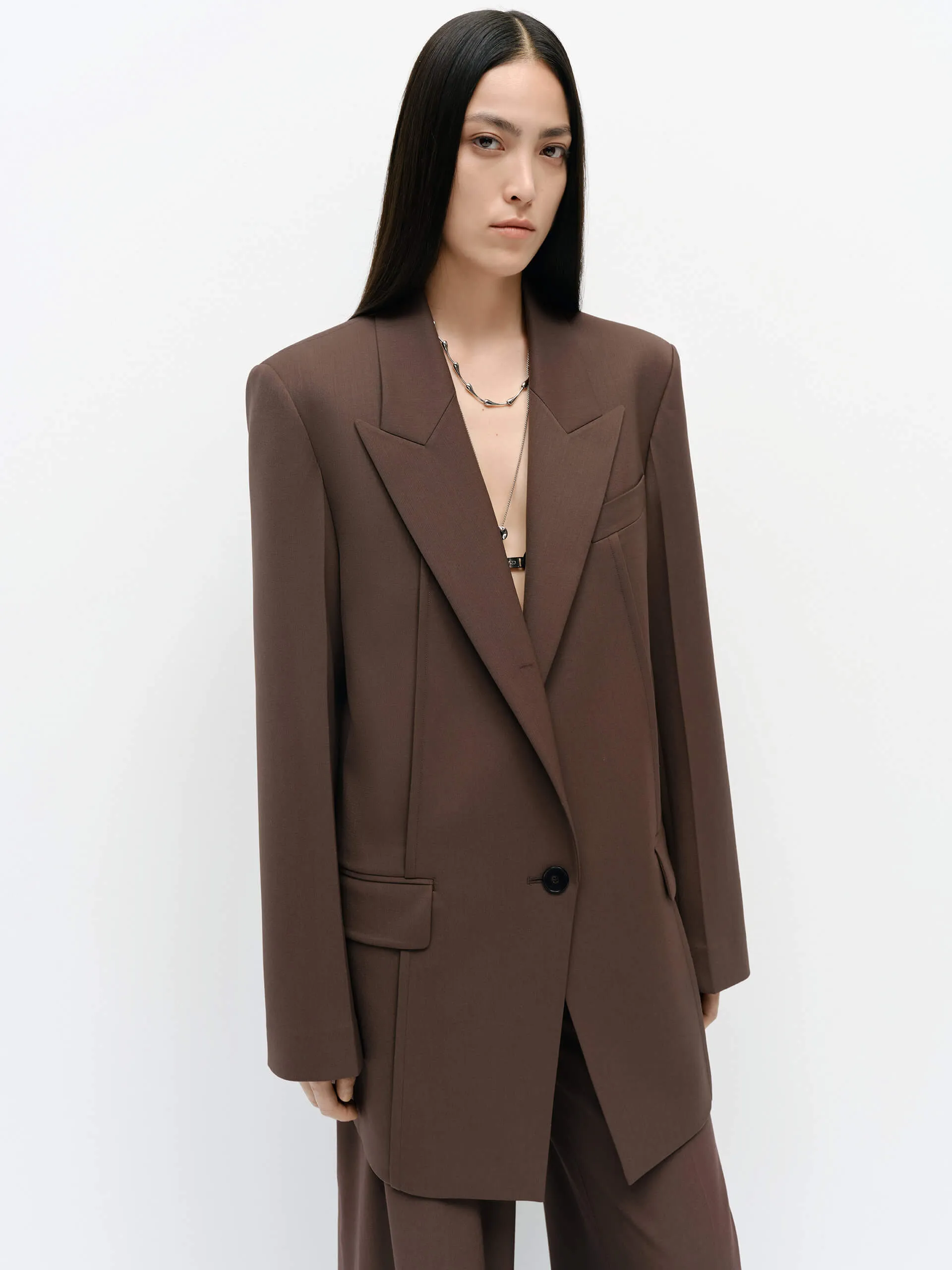 Strukturierter Blazer aus Wollmischgewebe