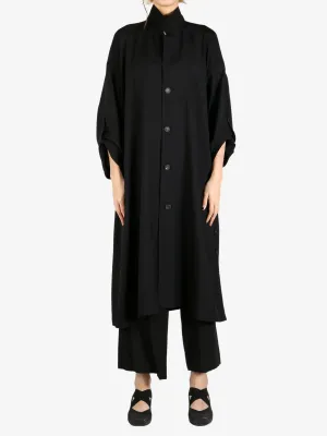 YOHJI YAMAMOTO - Damen Seitlich Geraffter Detailmantel Bekleidung_yohji-yamamoto