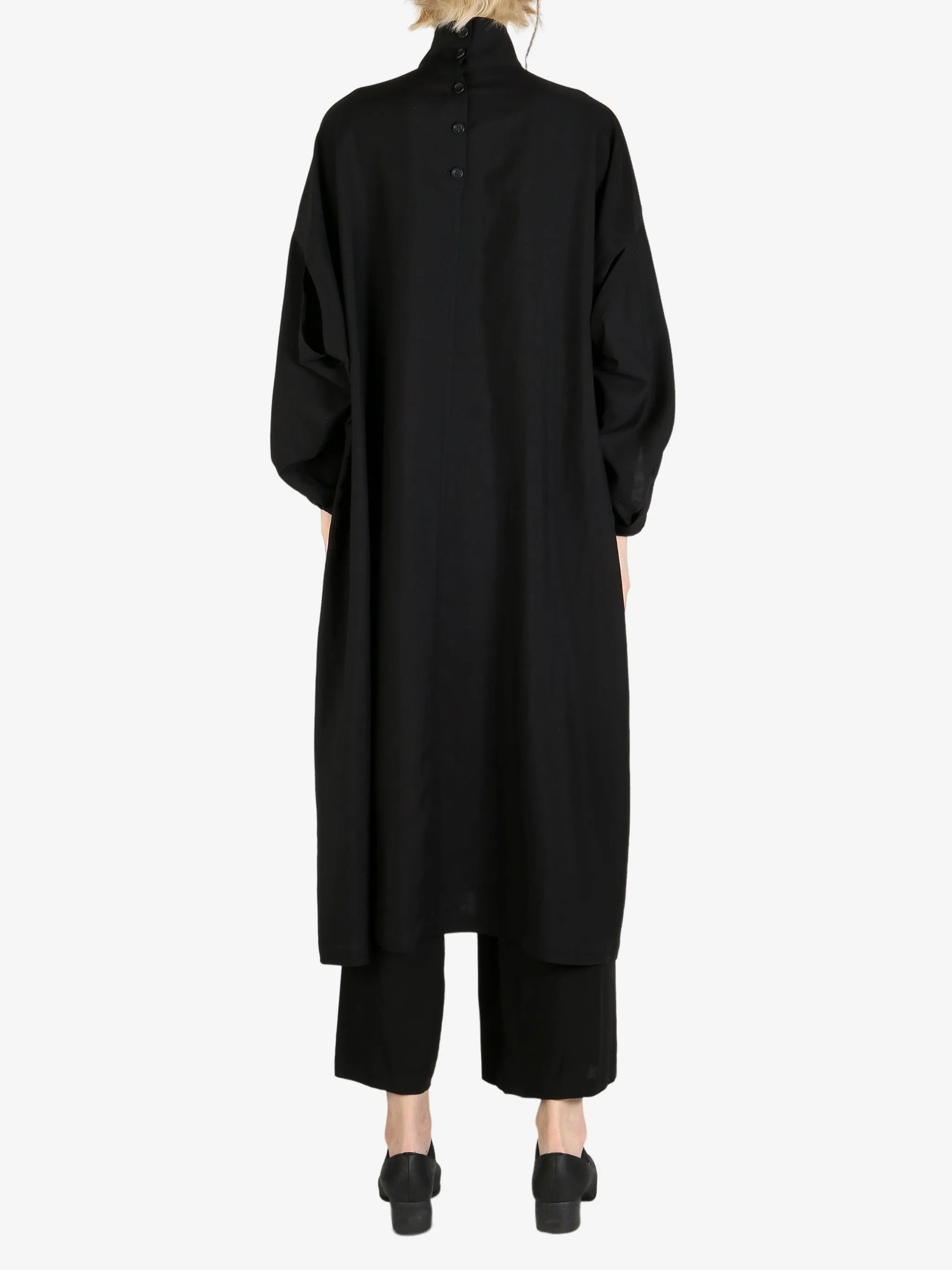 YOHJI YAMAMOTO - Damen Seitlich Geraffter Detailmantel Bekleidung_yohji-yamamoto